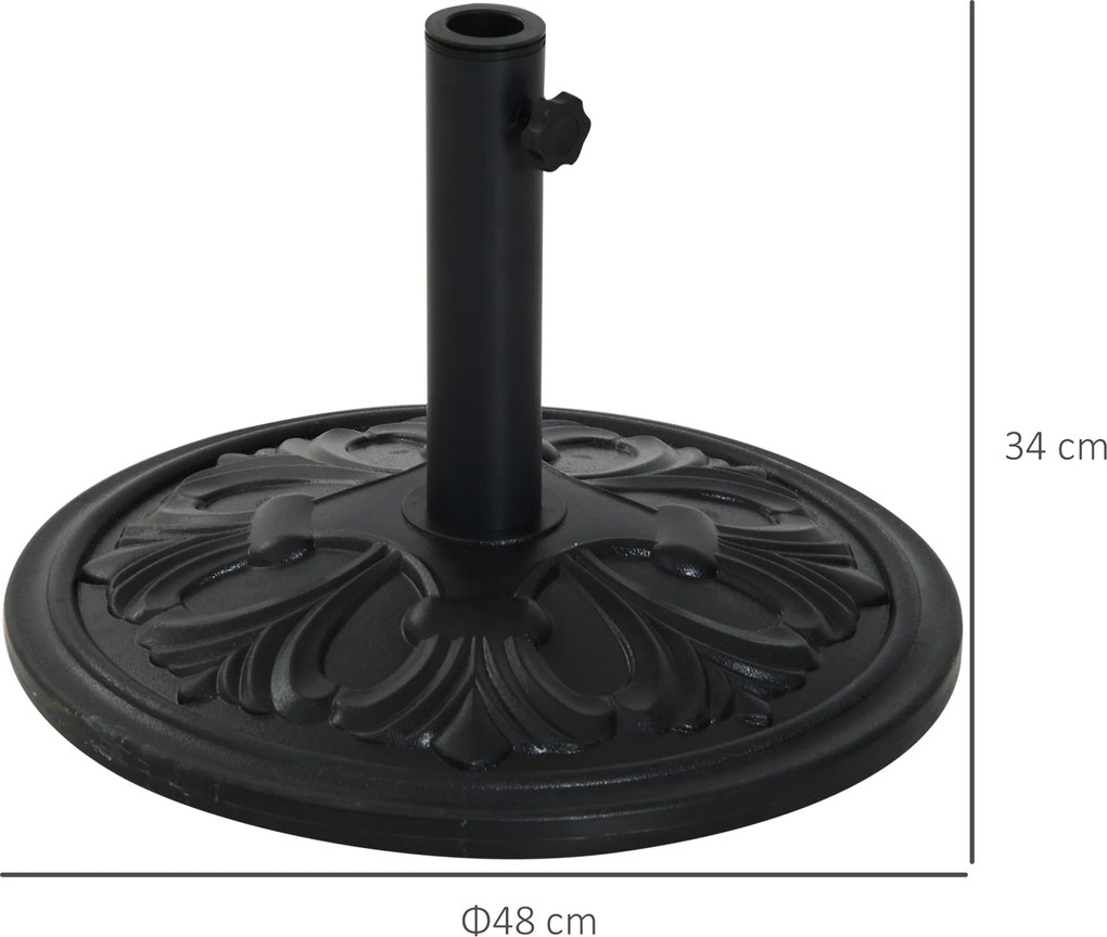 aOutsunny Parasol Stojak Parasol Uchwyt Parasol Podstawa 13 kg Stojak Parasol Ø35/Ø38/Ø48mm Plastik + Cement Antyczny Czarny Ø48 x 34 cm