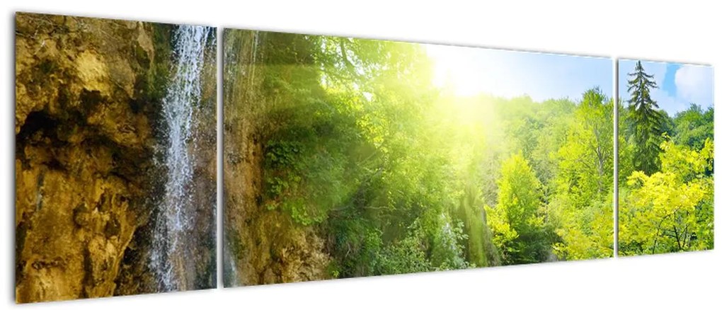 Obraz - wodospady w pralesie (170x50 cm)