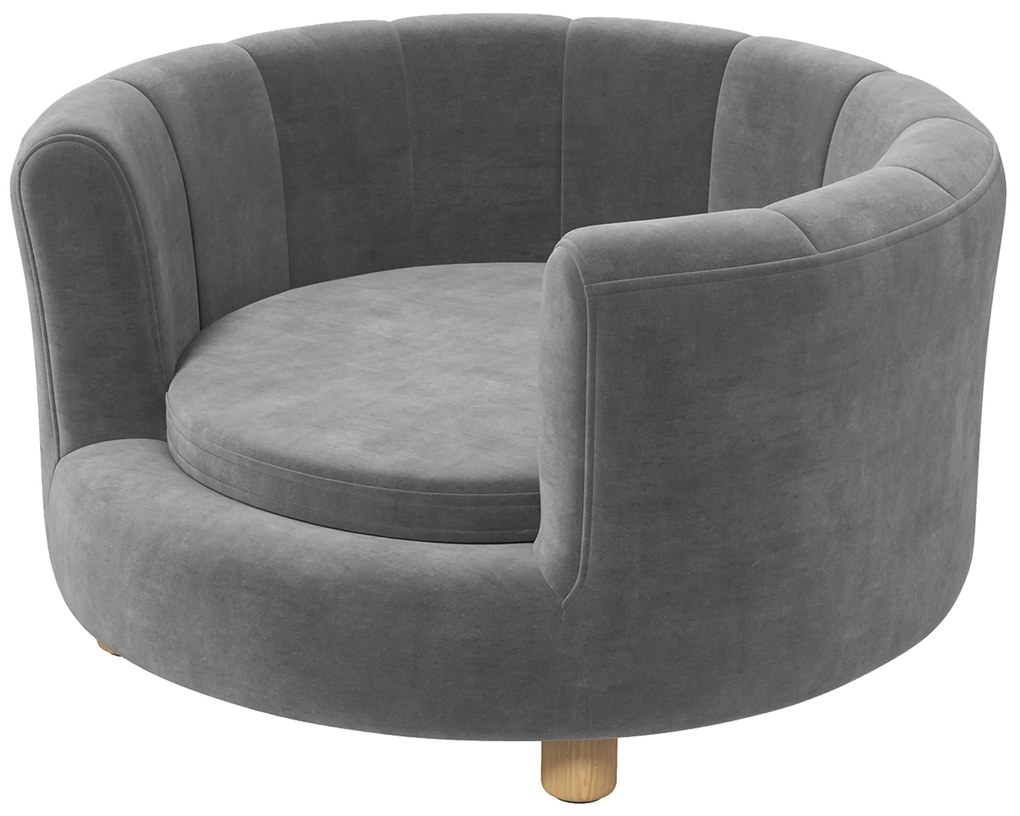 PawHut Łóżko dla Zwierząt Domowych z Nogami z Drewna, Podniesione, z Pokrowcem Flanelowym, Zdejmowana Poduszka, Szary