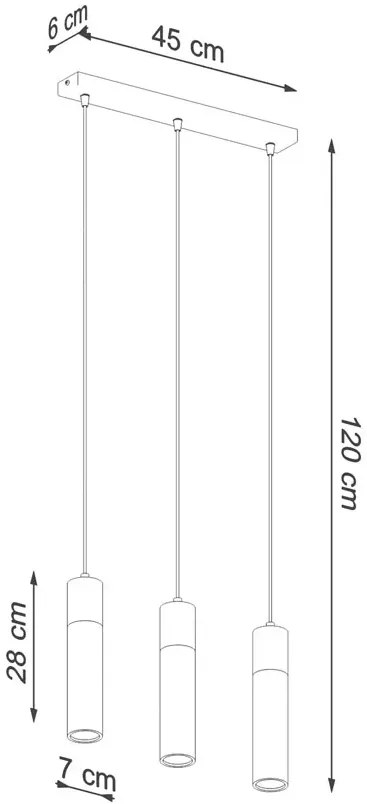 Industrialna lampa wisząca potrójna tuba 3X S164 S8-L59