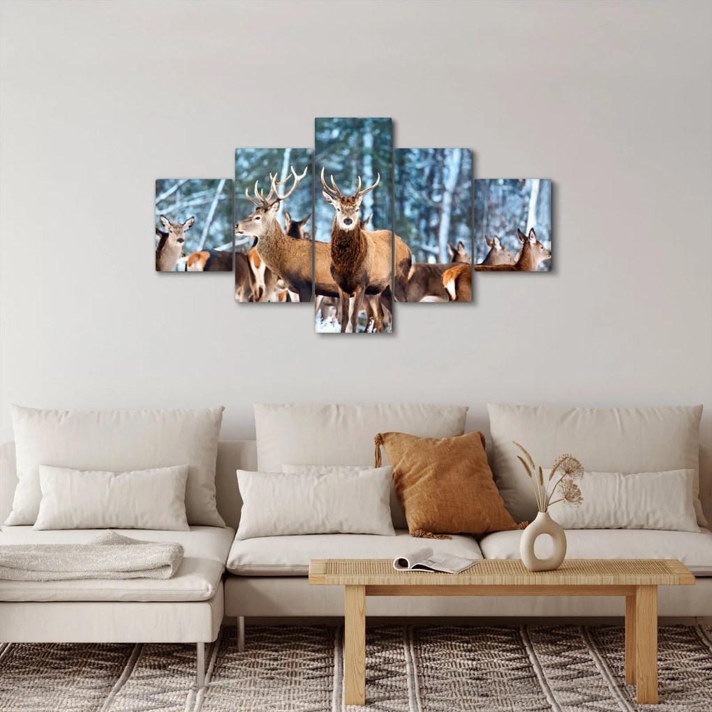 Obraz - Stado jeleni (125x70 cm)