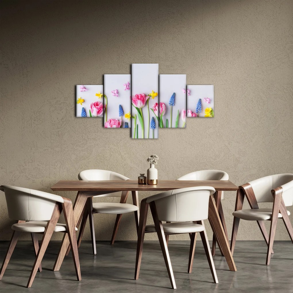 Obraz wiosennych kwiatów (125x70 cm)