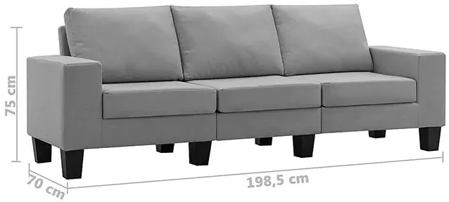 Trzyosobowa jasnoszara sofa z poduszkami - Lurra 3Q