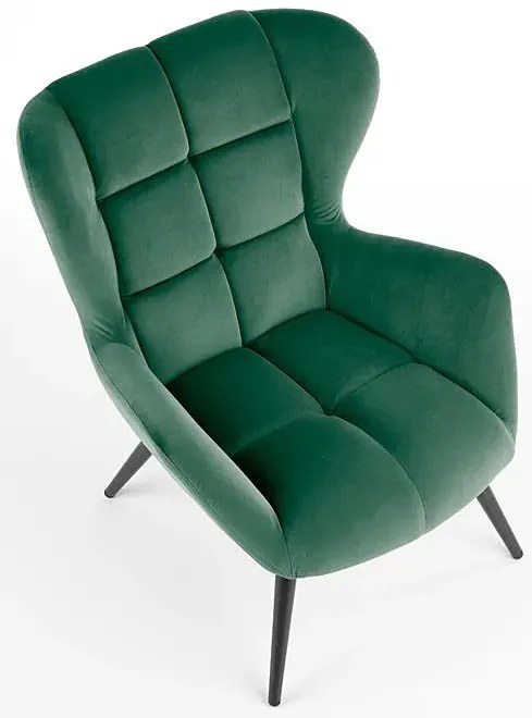 Zielony welurowy fotel uszak D6-F50