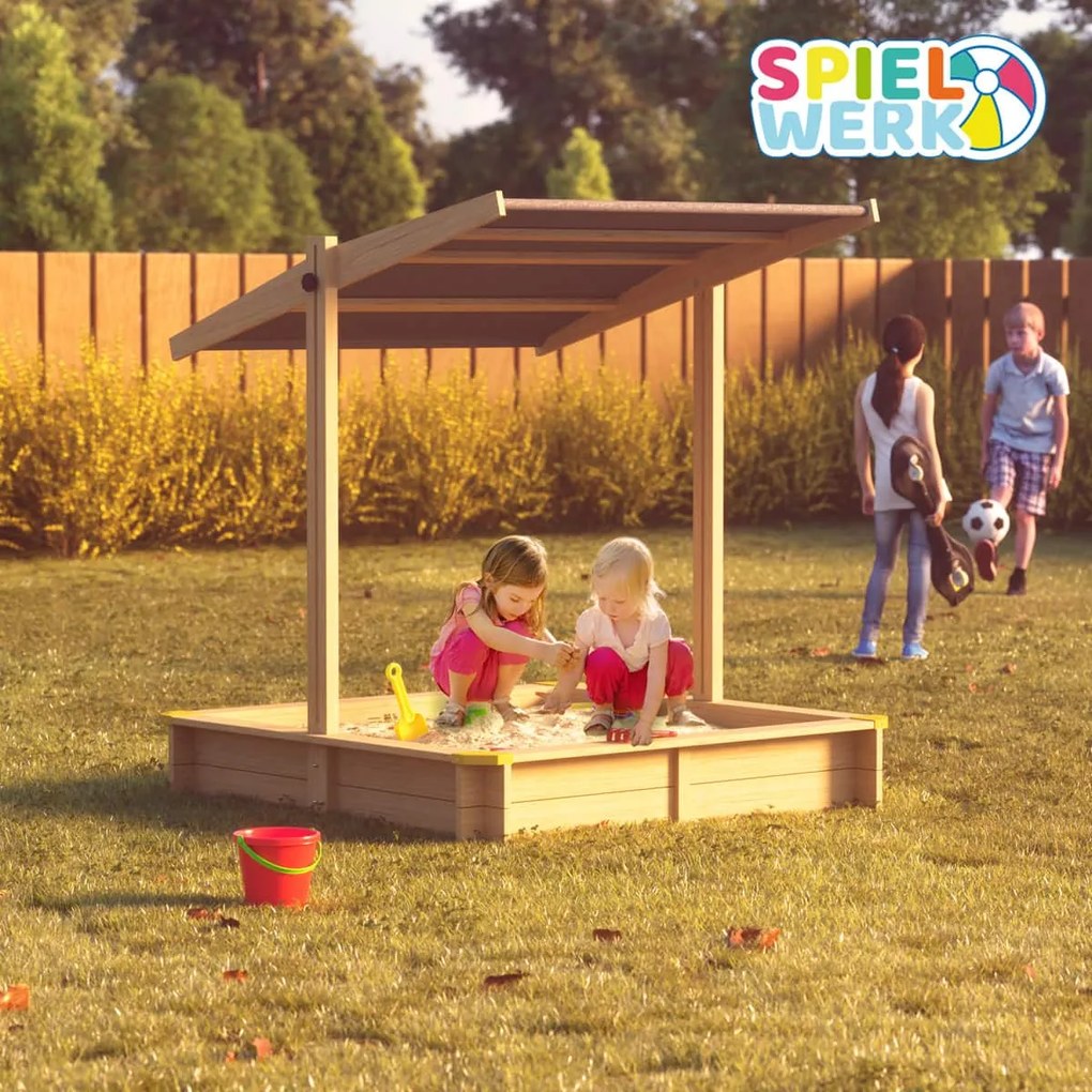 Piaskownica z baldachimem SANDY, drewno świerkowe, 120x120x120cm Jurhan