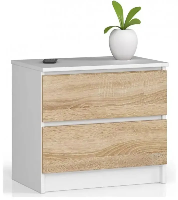 Mała komoda skandynawska dąb sonoma + biały L6-M78