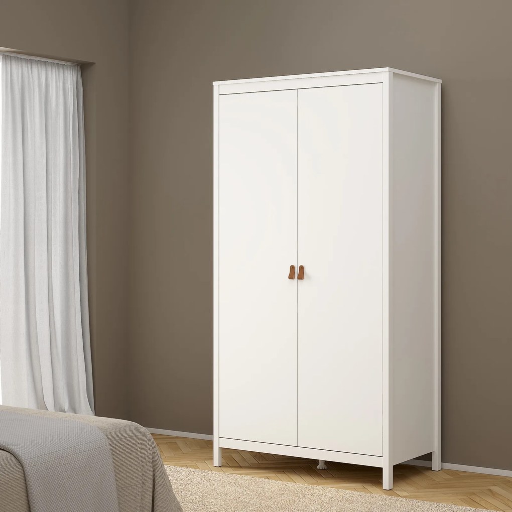 Elegancka szafa ubraniowa na nóżkach Madrid 2D biały mat