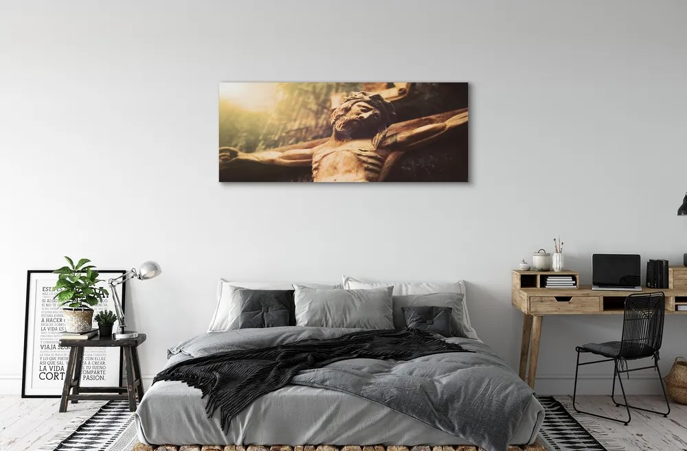 Duży obraz na płótnie Rzeźba Jezusa w Drewnie