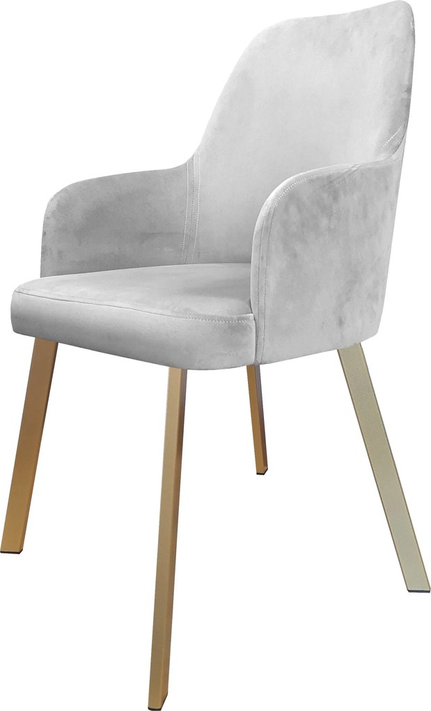 Krzesło WESTA tkanina Welur noga metalowa elegancki styl loftowy : Kolor nogi - Złota profil, Kolor tkaniny - VELVET - MG39, Typ siedziska - Siedzisko obrotowe 360°