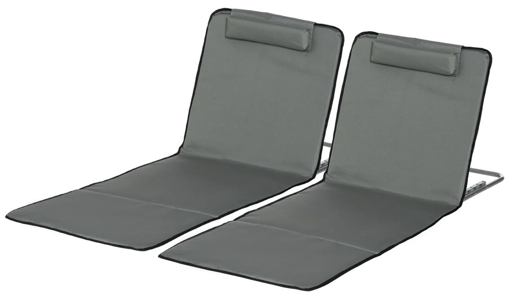 Outsunny Zestaw 2 mat plażowych, regulowany, składany, 124Dł x 53Szer x 37-50Wys cm, Szary