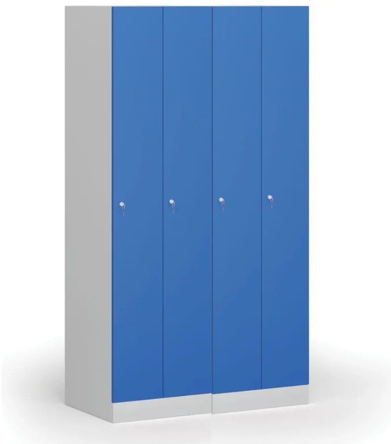 Szafka ubraniowa wąska, 2-drzwiowa, 1850 x 500 x 500 mm, demontaż, zamek cylindryczny, drzwi zielone