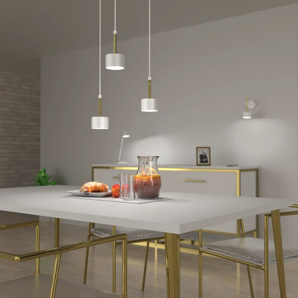Lampa wisząca ARENA WHITE/GOLD 3xGX53, potrójna, na kole biała