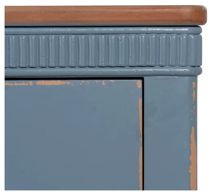 Niebieska niska komoda z litego drewna jodłowego 115x90 cm Shabby – Ixia