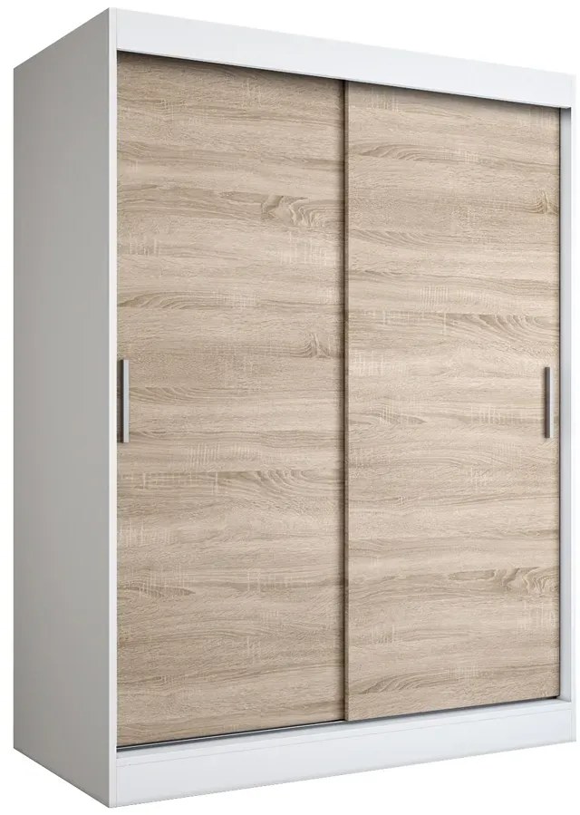 Szafa przesuwna 150 cm biała + dąb sonoma- Erco 4X