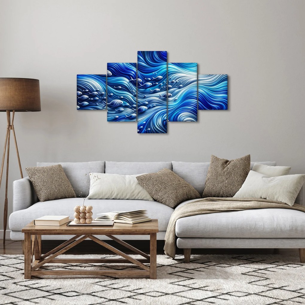 Obraz – Ryby w falach (125x70 cm)