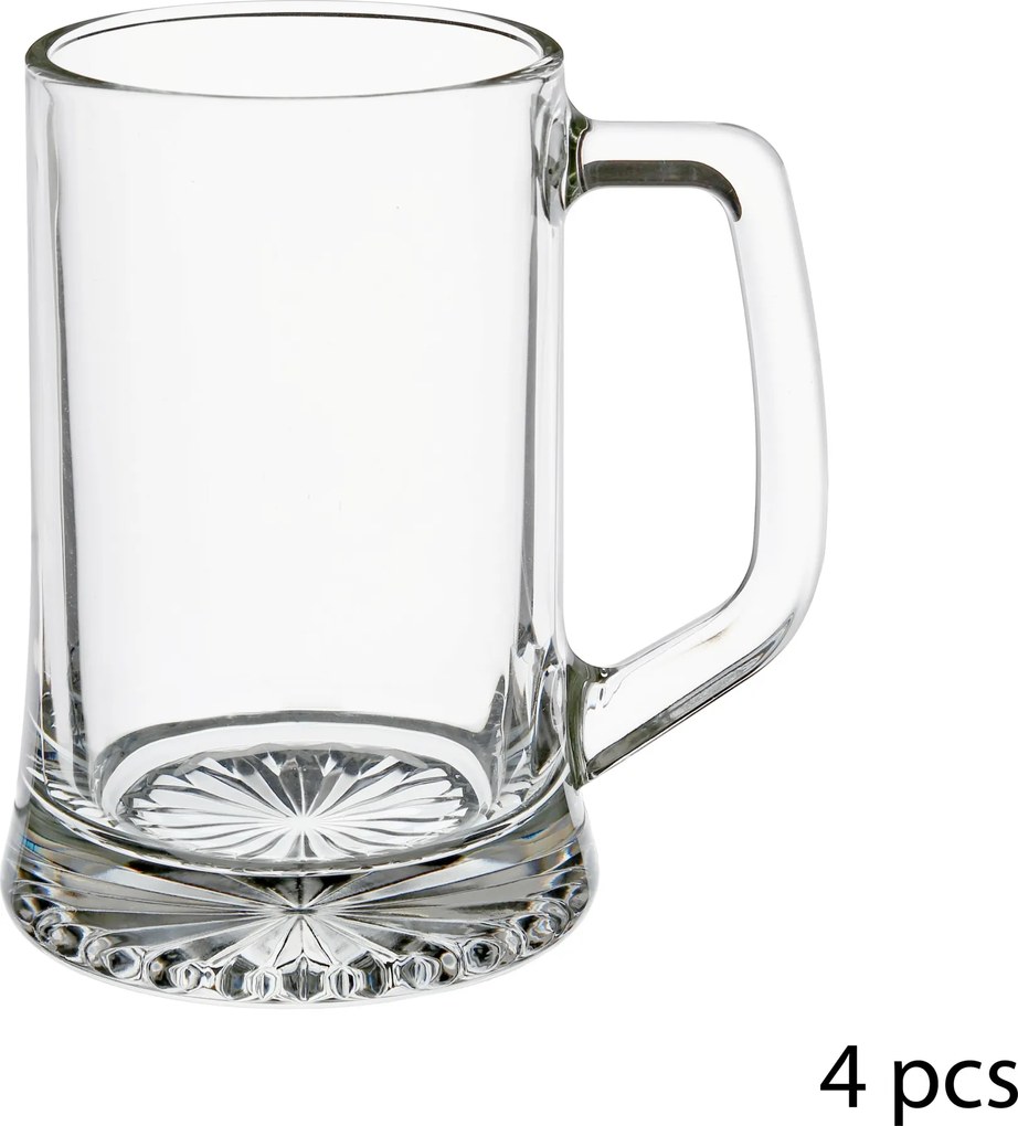 Kufle do piwa z uchem, 4 szt. 320 ml