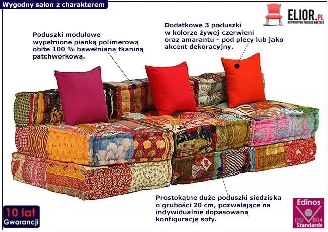 Sofa patchworkowa 3-osobowa G0-A41