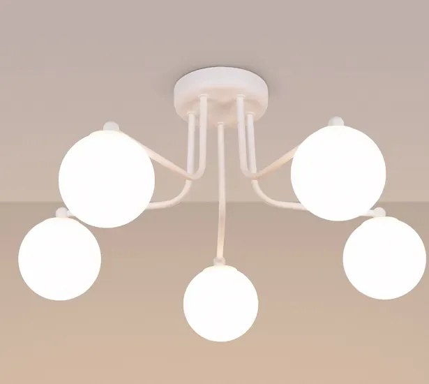 Biały pięciokloszowy żyrandol w stylu glamour - M056 - Ana