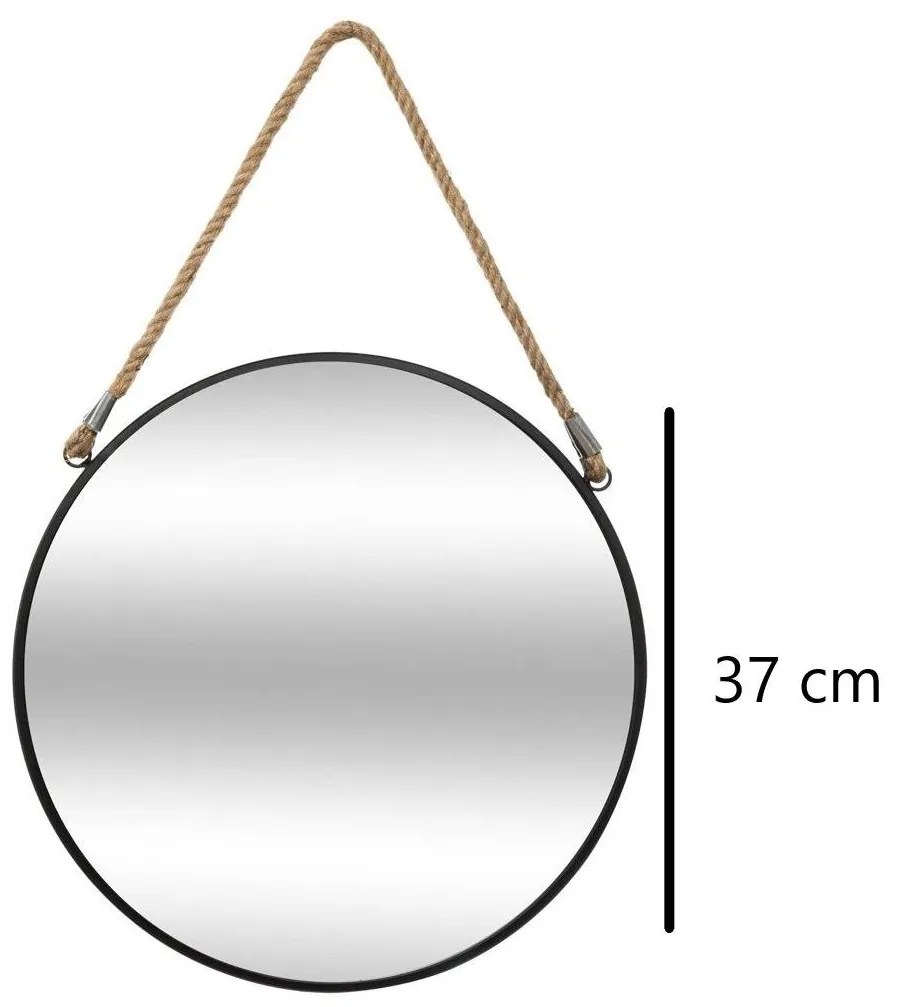 Lustro ścienne okrągłe na sznurku, Ø 37 cm