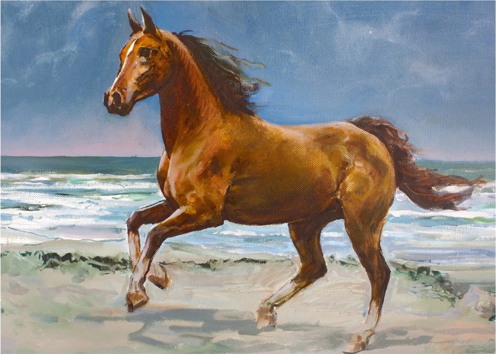 Obraz konia na plaży (70x50 cm)