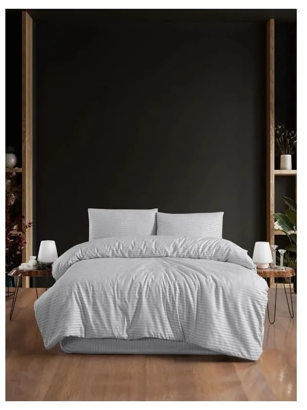 Jasnoszara 4-częściowa pościel dwuosobowa z prześcieradłem 200x220 cm – Mila Home