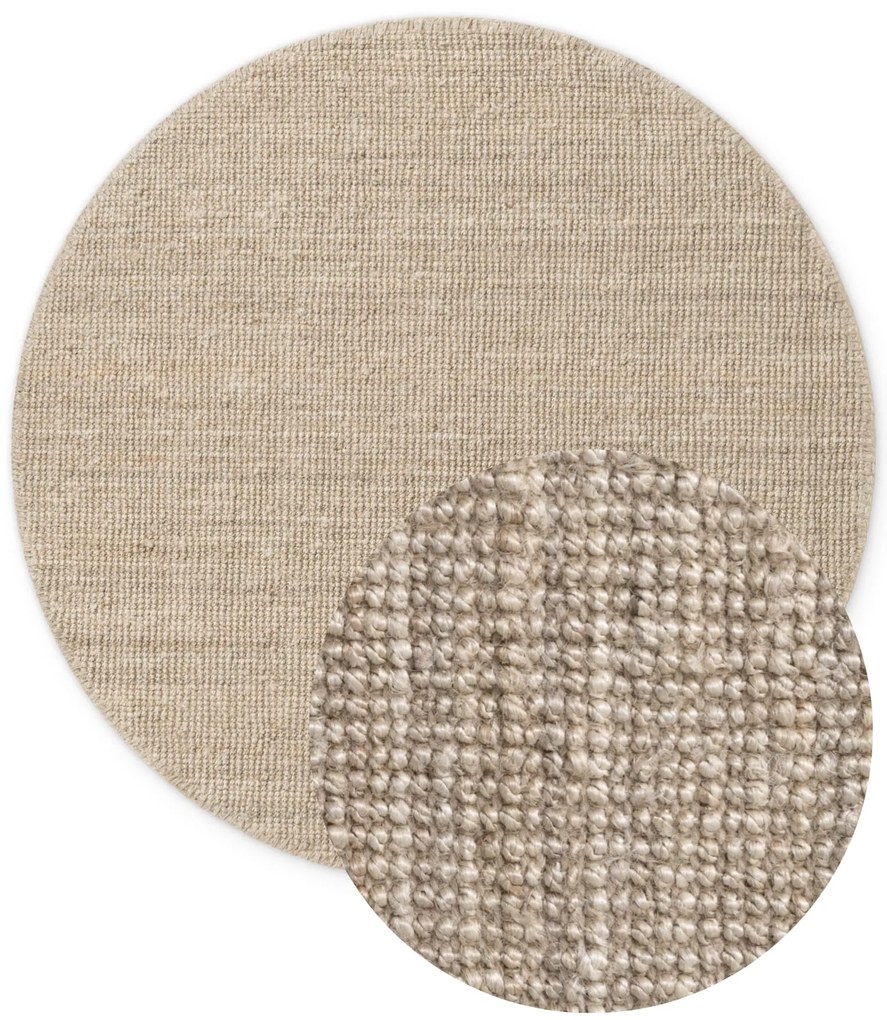 Dywan naturalny jutowy ręcznie tkany Boucle kremowy 160 cm x 160 cm koło