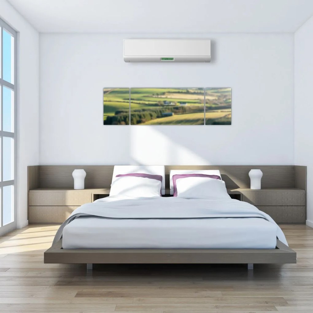 Obraz - Drewniana półka z krajobrazem (170x50 cm)