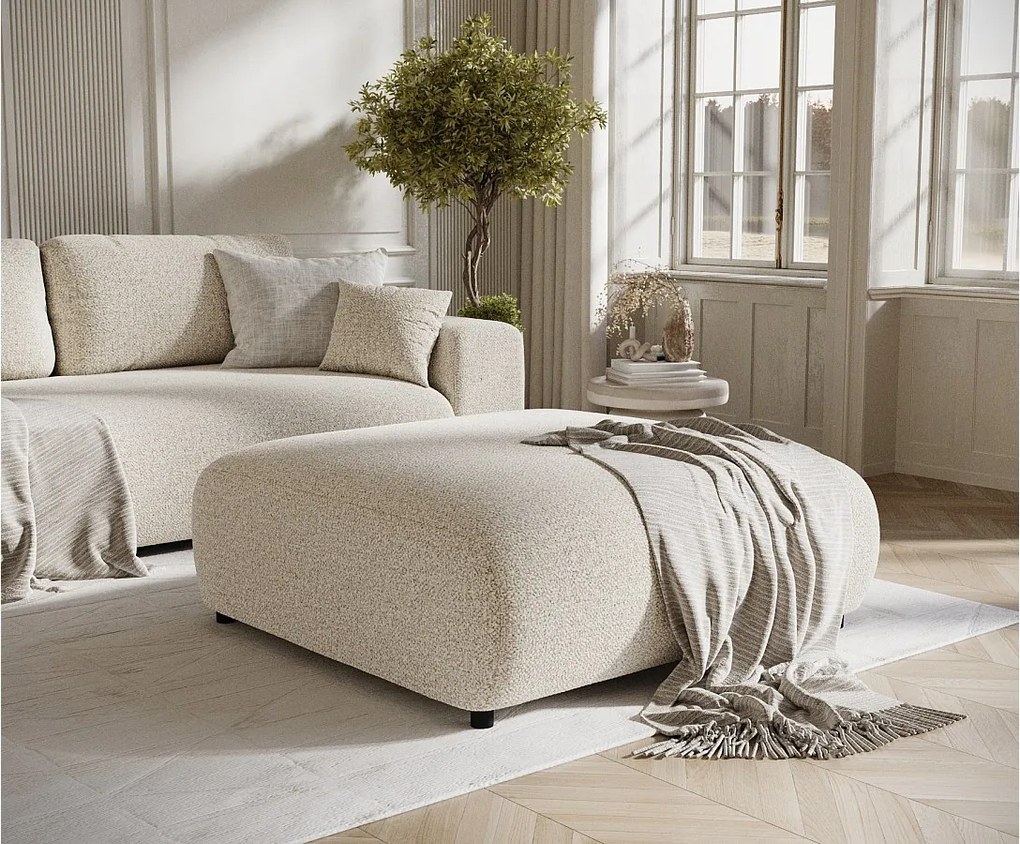 Puf w tkaninie boucle Zanzibar - 110x110 cm - beżowy