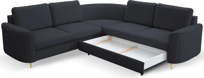 Narożnik LAREN nowoczesna sofa z funkcją spania pojemnik na pościel prawa strona CASTEL 79 251x251x85 cm