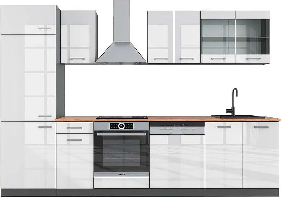 Aneks kuchenny biały wysoki połysk/antracyt 300x60x81.6 r-line