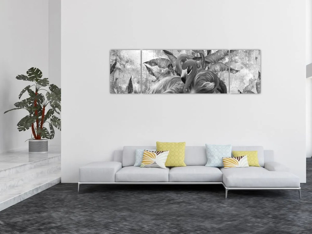 Obraz - Graffiti z flamingami (170x50 cm)