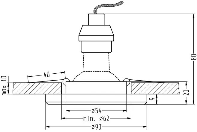 Niebieska oprawa sufitowa typu oczko 18X Z019 E0-W13