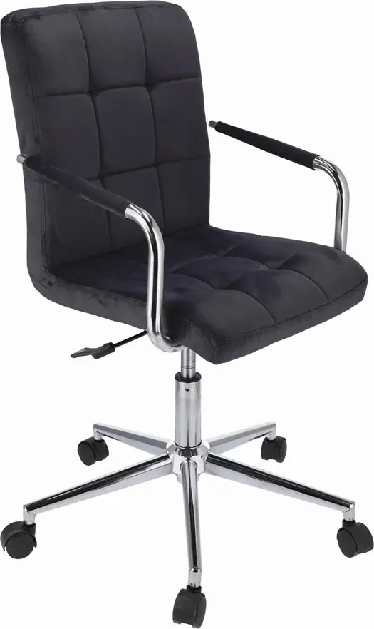Czarny welurowy fotel obrotowy pikowany D5-B29