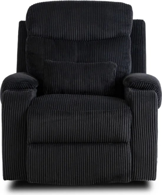 Fotel Rozkładany z Podnóżkiem TORRES Czarny Sztruksowy Nowoczesny
