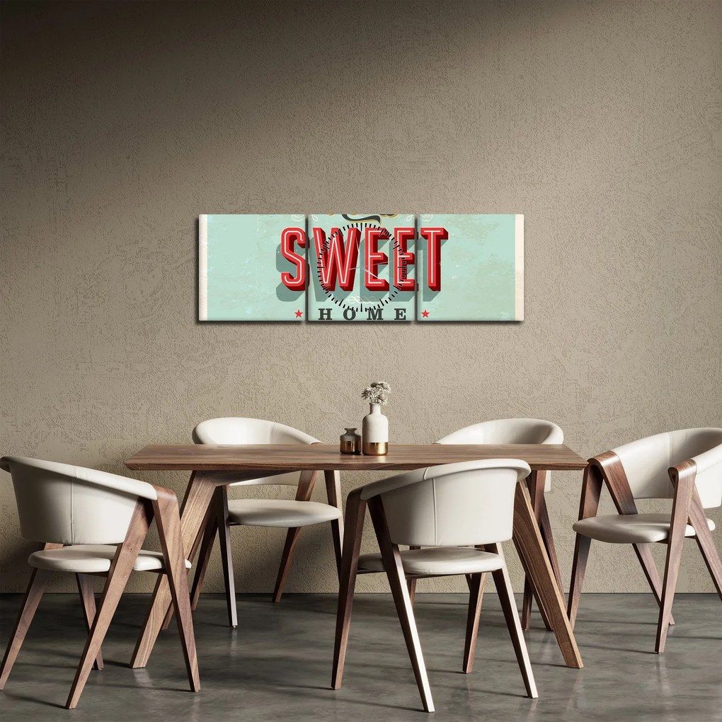 Obraz - Home sweet home (z zegarem) (90x30 cm)