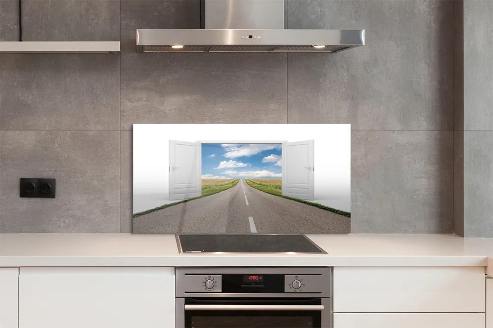 Szkło do Kuchni na Ścianę Surrealistyczna Droga do Drzwi