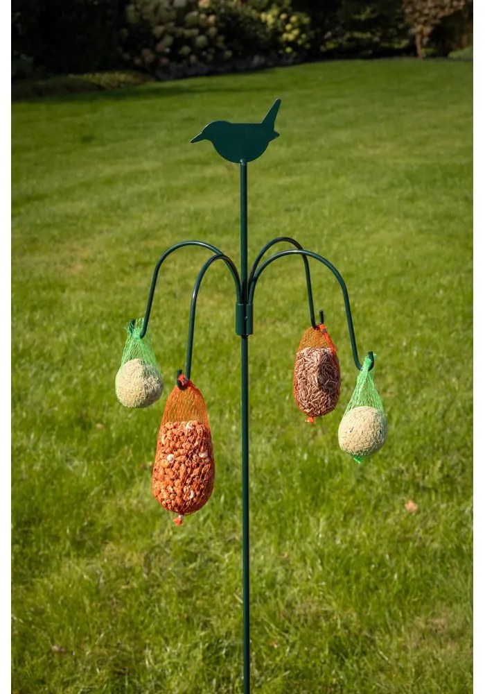 Ciemnozielony karmnik do wbicia w ziemię Esschert Design, wys. 148 cm