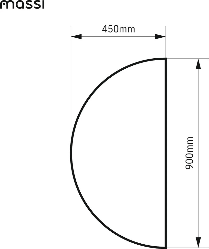Lustro półokrągłe wiszące bezramowe oszlifowane MOON |Różne rozmiary | Różne kolory szkła : Kolor tafli szkła - Srebrny, Rozmiar - 90 x 45 cm