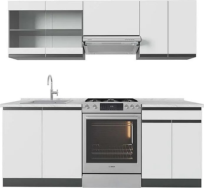 Aneks kuchenny biały/antracyt 200x60x81.6 r-line