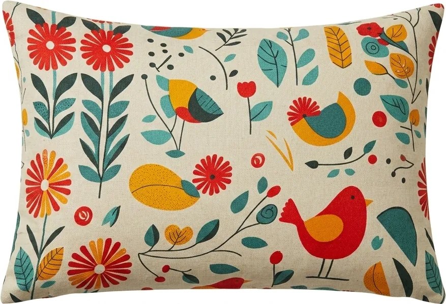 Dekoracyjna poszewka na poduszkę RETRO BIRD 50x70 cm, kolorowy