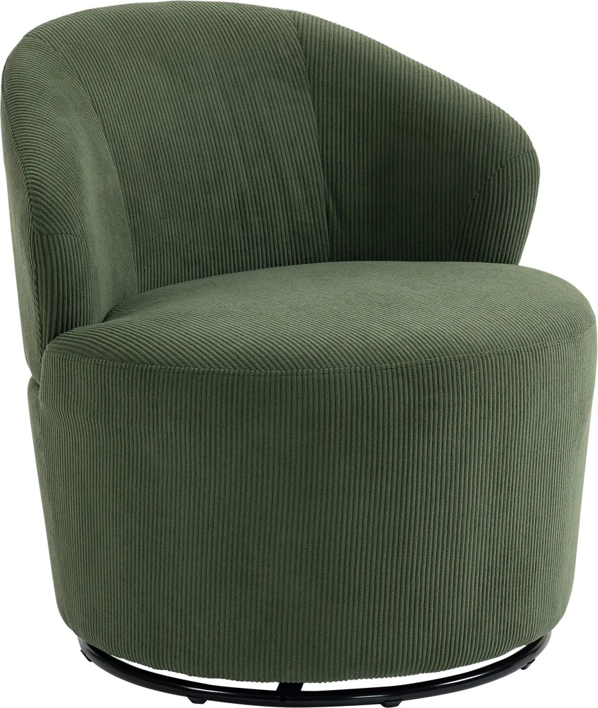 HOMCOM Fotel akcentowy, obrót 360°, nowoczesny fotel obrotowy z okrągłą podstawą, do salonu i sypialni, zielony | Aosom PL