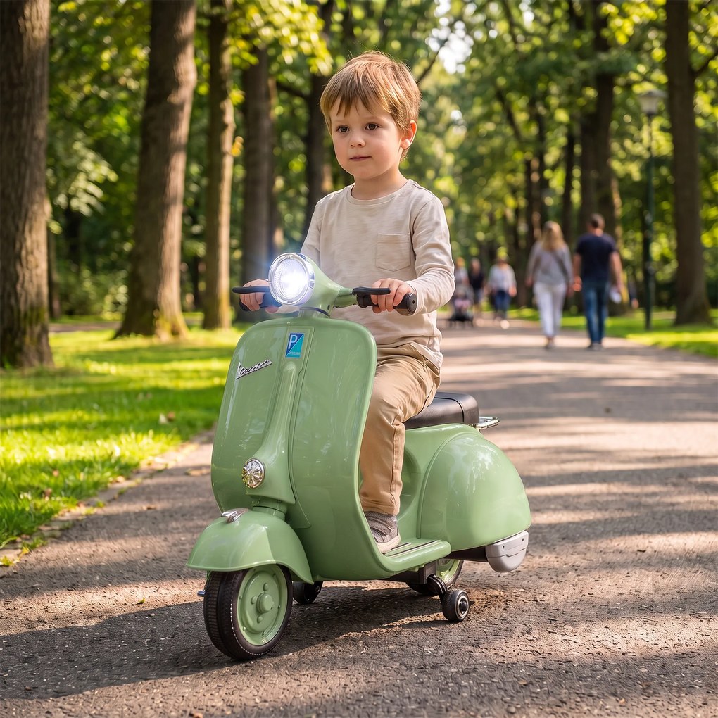 AIYAPLAY Elektryczny motocykl dla dzieci 6 V z kółkami podporowymi, akumulatorem litowym, Softstart, muzyką, USB, reflektorem, klaksonem | Aosom PL