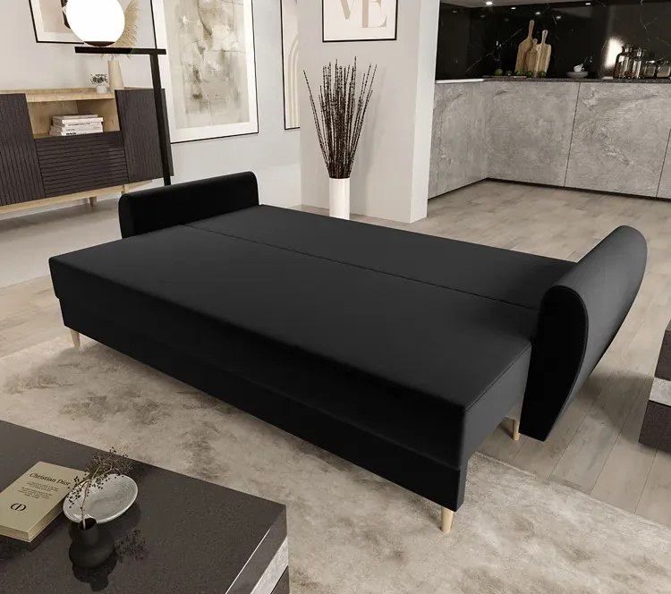 Czarna sofa rozkładana - Sinsiew 3X