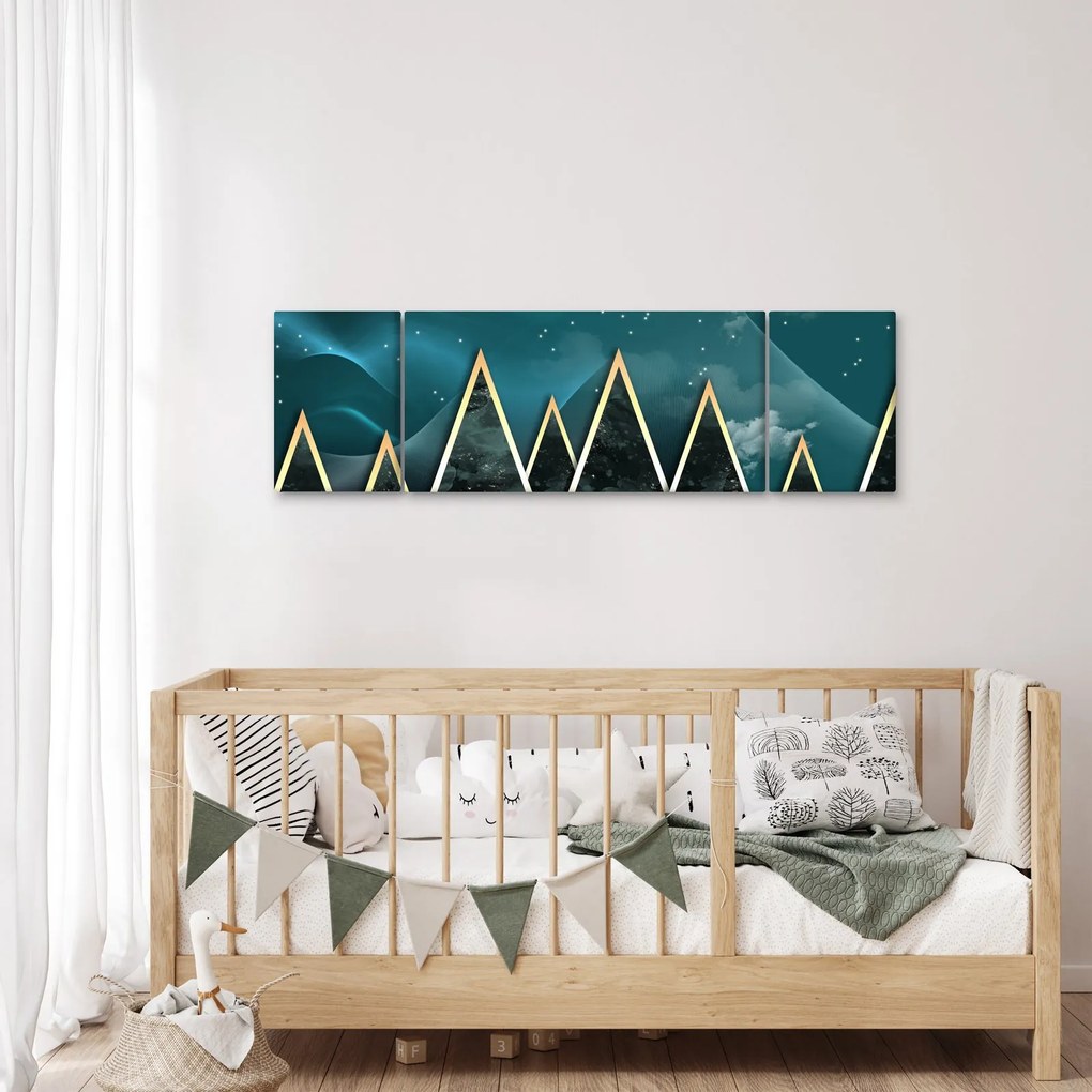 Obraz - Księżyc w pełni nad złotymi górami (170x50 cm)
