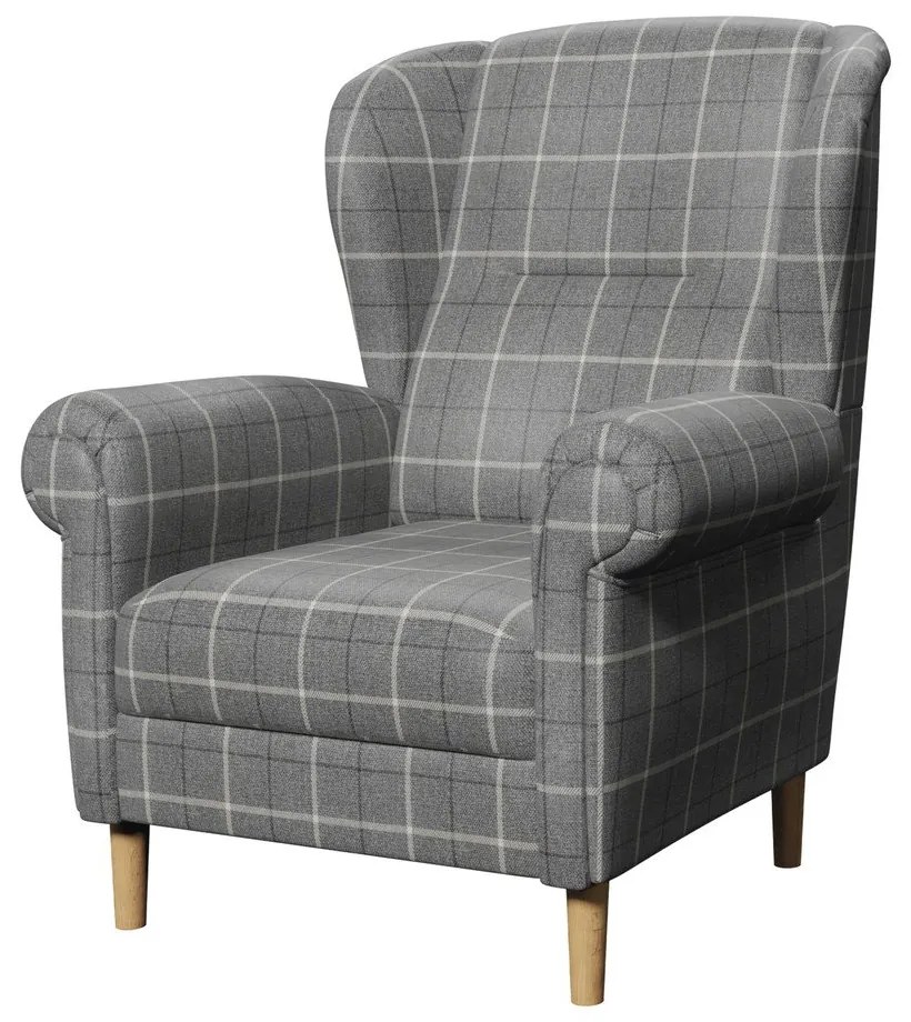 Szary fotel typu uszak Swan – Ropez