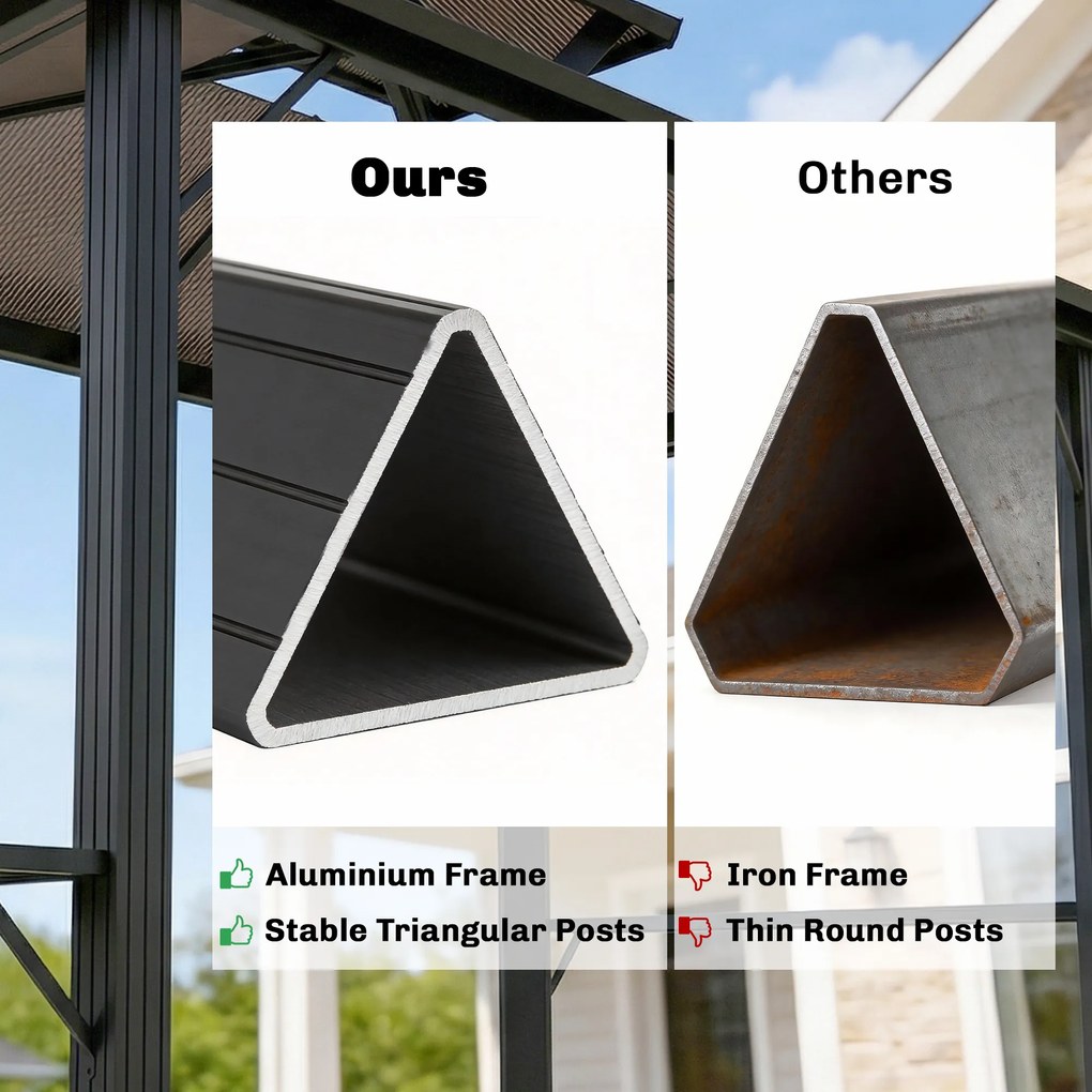 Outsunny Pawilon Grillowy 2,5 x 1,5 m, Wodoodporny Zadaszenie z Daszkiem z Poliwęglanu i Półkami, Brązowy | Aosom PL