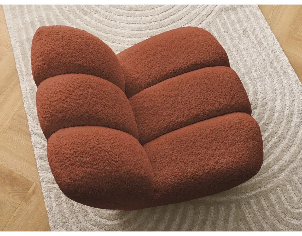 Ceglasty fotel z materiału bouclé Janissaire – Bobochic Paris
