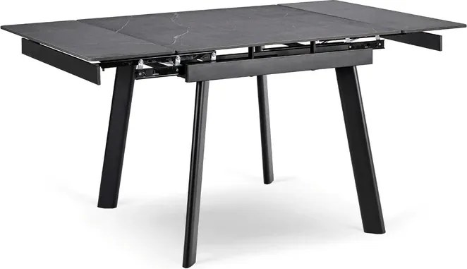 Stół Rozkładany Kwadratowy LARES 90-150 cm Ceramiczny Czarny Marmur/Czarny Nowoczesny