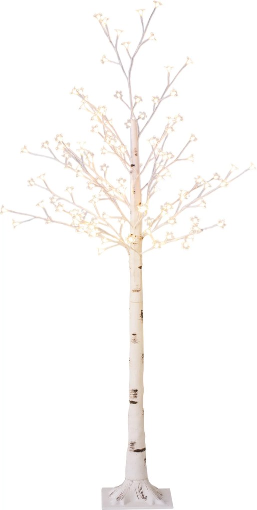 HOMCOM Sztuczne drzewko wiśniowe LED, 120 LED, 3 poziomy jasności, ciepła biel, realistyczna kora, 21 x 21 x 150 cm