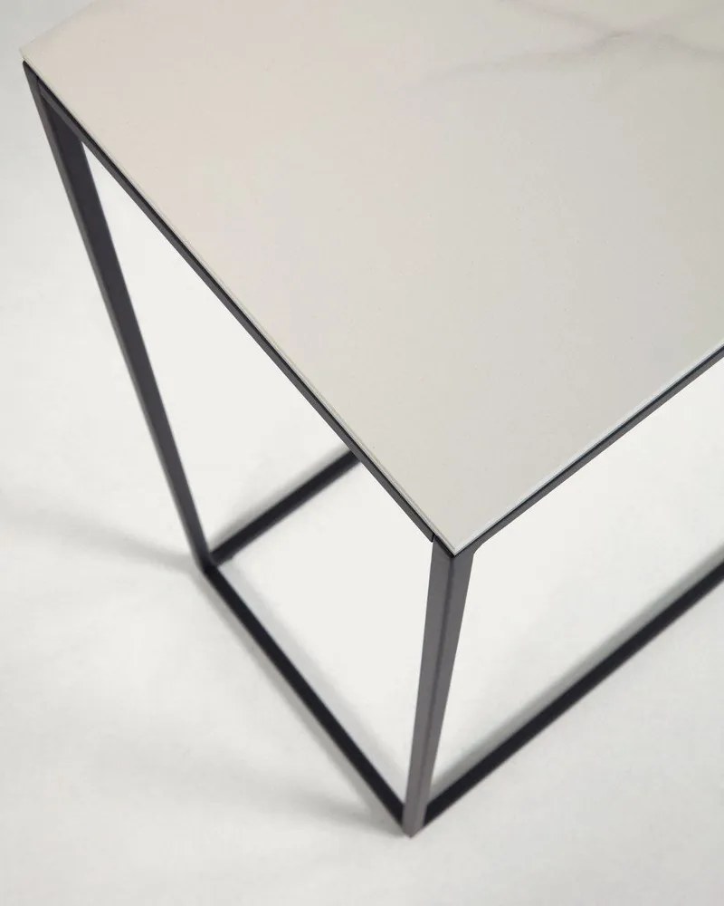 Czarno-biała konsola z ceramicznym blatem 30x110 cm Rewena – Kave Home